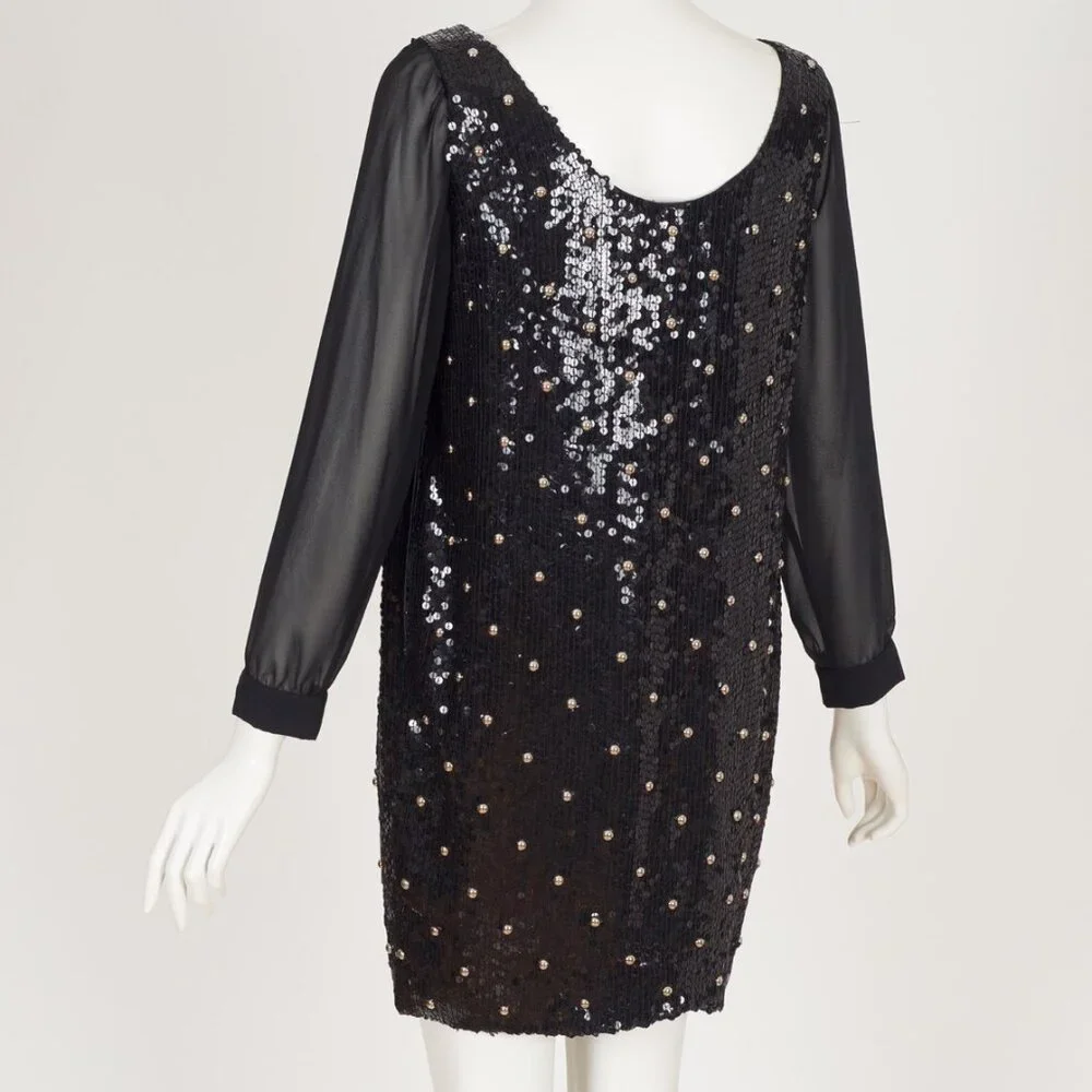 Jeanette Kastenberg 1980s Key Embellished Black Sequin Bomber Jacket & Dress Set - Picture 4 of 6
